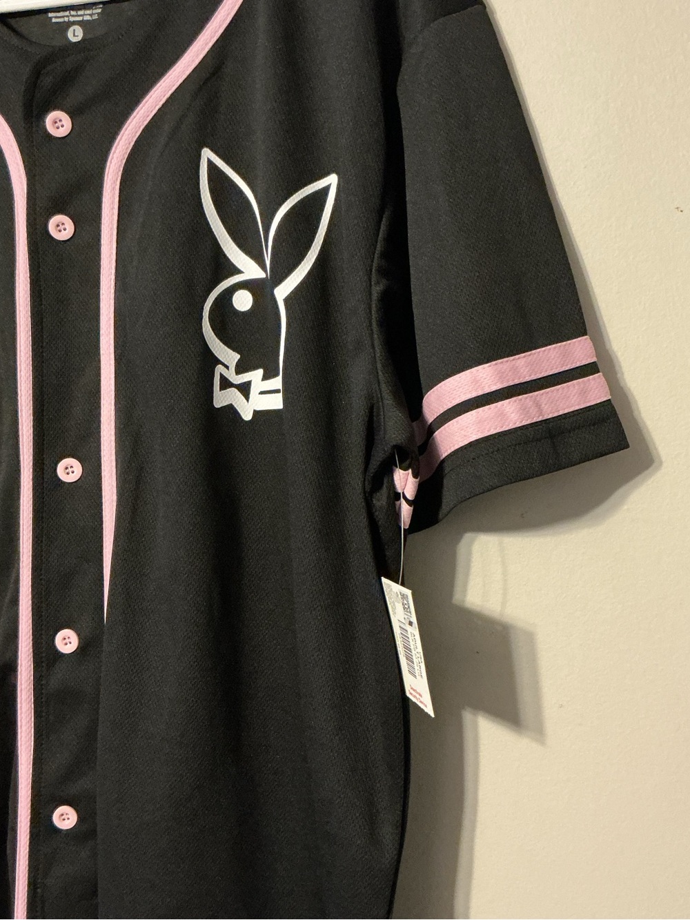 PLAYBOY Black Jersey with Pink Trim - Picture 3 of 9